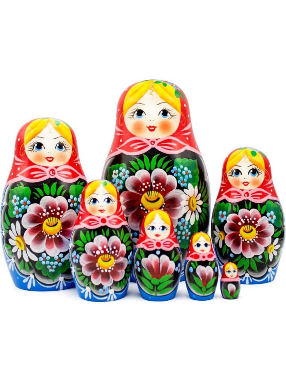 Handmade Russian Nesting Dolls Set of 7 - Colorful Babushka Dolls for Home Decor